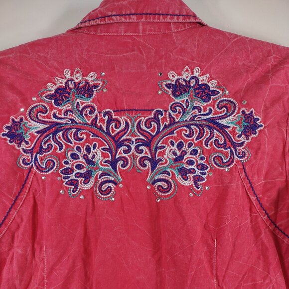 Shyanne Western Embroidered Snap Button Shirt, Size Medium - Picture 9 of 9